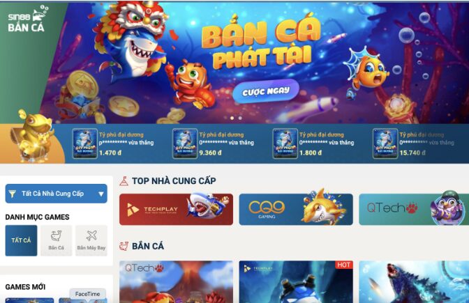 Game bắn cá tại nhà cái Sin88 được chơi dễ dàng