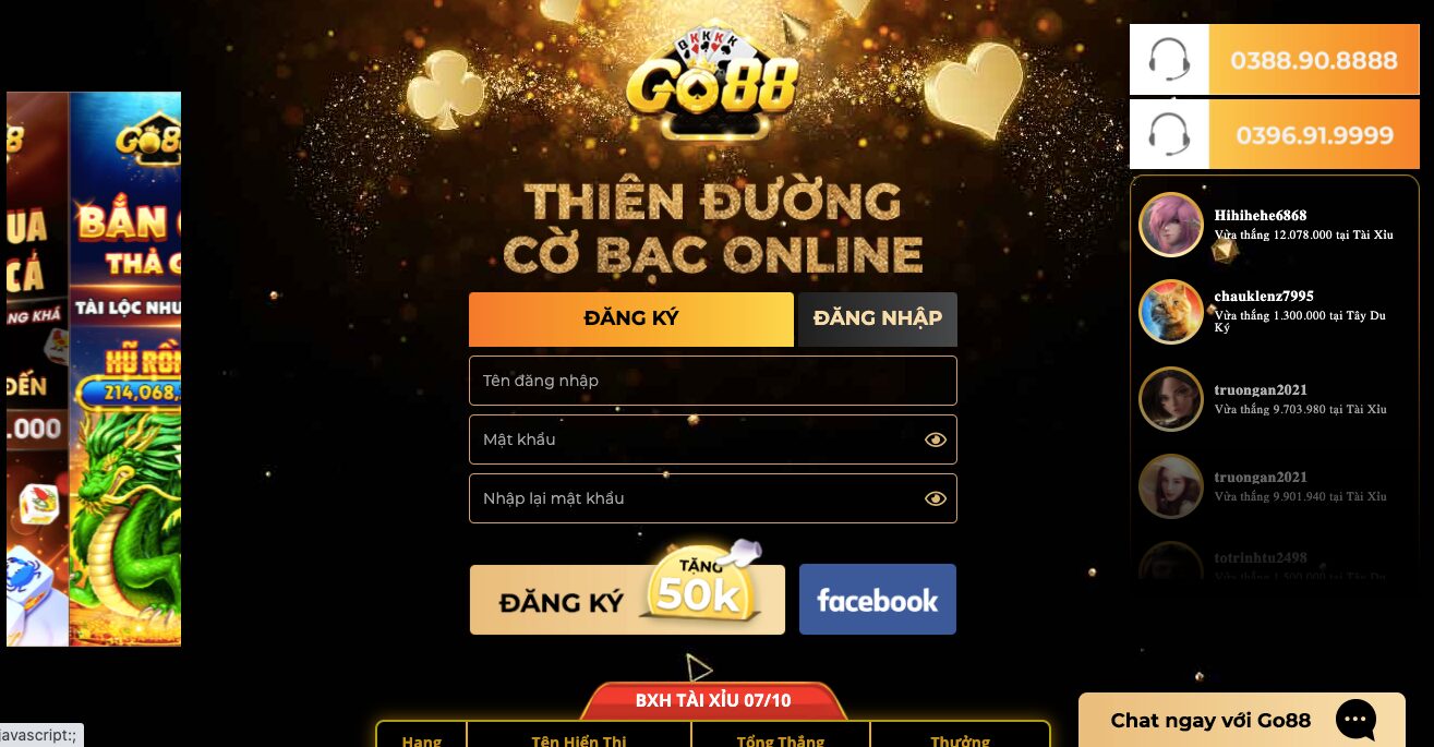 Anh em tham gia Go88 sẽ được hưởng rất nhiều quyền lợi